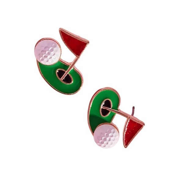2/$30 Golf Course-Themed Earrings With Red Flags & Golf Ball Design - Picture 4 of 5